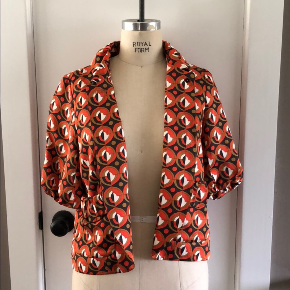 J Crew Cape style colorful jacket. One top button.